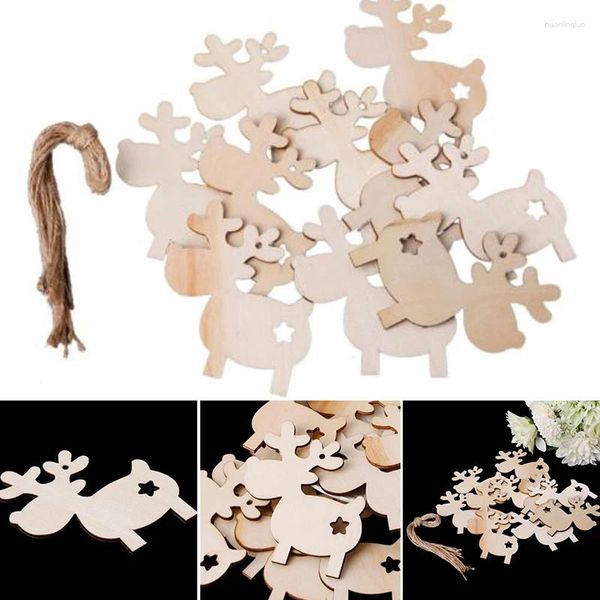 Weihnachtsdekoration DIY 10pcs Holz MDF Rentiere Sternblanks Baumhänge -Ornament Tags