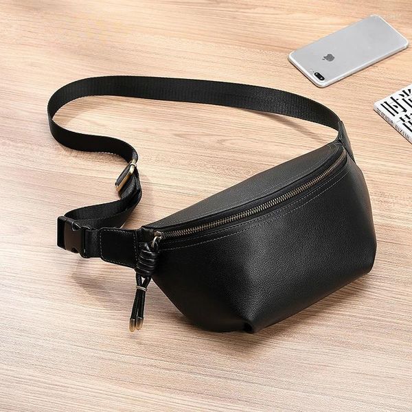 Taillenbeutel Herren Leder Chest-Tasche Frauen einzelner Schulter Crossbody Fanny Pack Handy Kopfhörerbuch Einschuld Rucksack