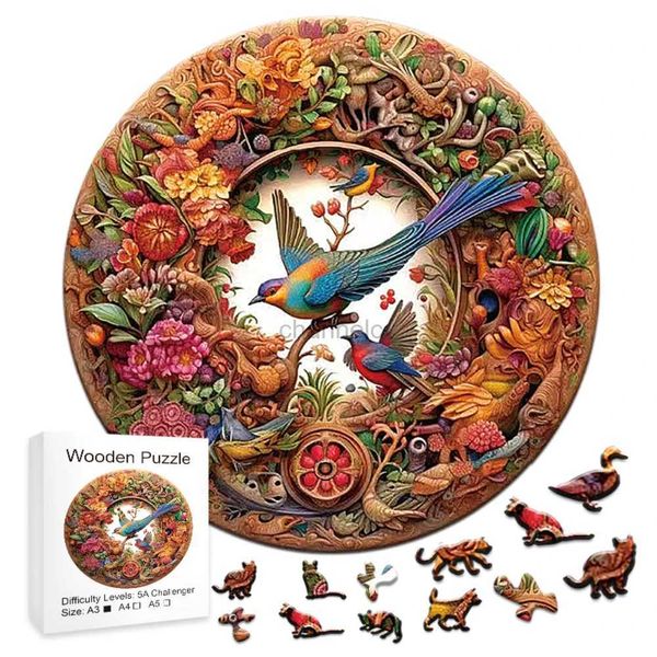 Puzzle 3d puzzle di animali in legno puzzle un unico e misterioso puzzle di uccelli circolari per adulti o bambini regalo per le vacanze giochi interattivo giocattoli in legno 240419