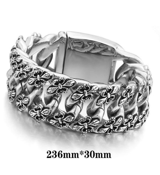 MEN039S Bracciale pesante Bracciale in acciaio inossidabile Knight Fleur de lis Bracciale Bracciale Lunghezza 30 mm Larghezza 236 MM3242656