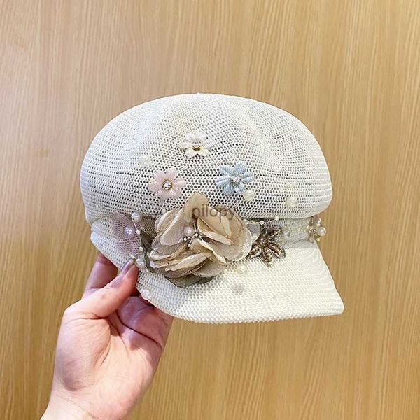 Ball Caps 2022 Pearl Flower Ventilação Lady Leisure Hat octogonal Mulheres Visoras Caps Captrines femininas Caps para mulheres Chapéu de estilo coreano