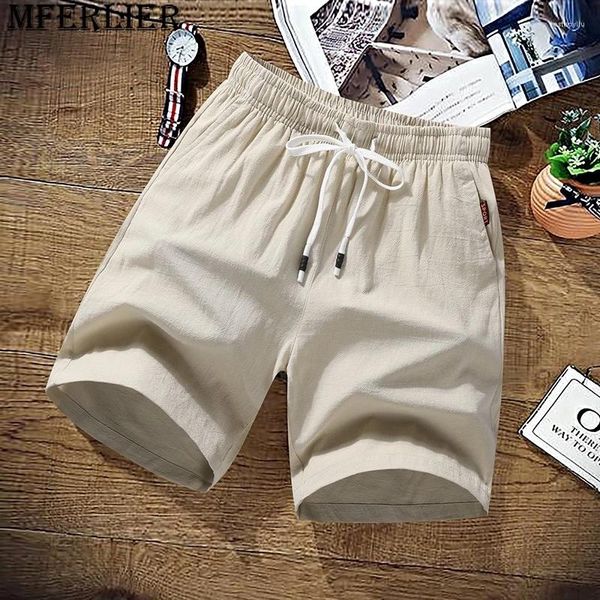 Shorts masculinos Cotton Men Summer Summer Solid Casual Brand Beach Linen Boardshort Plus Size M-9xl
