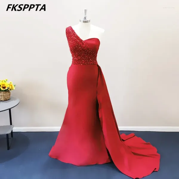 Abiti da festa bling bordeaux a una spalla lungo abito da sera corsetto posteriore lunghezza abiti da ballo di compleanno per matrimonio vestido de festa