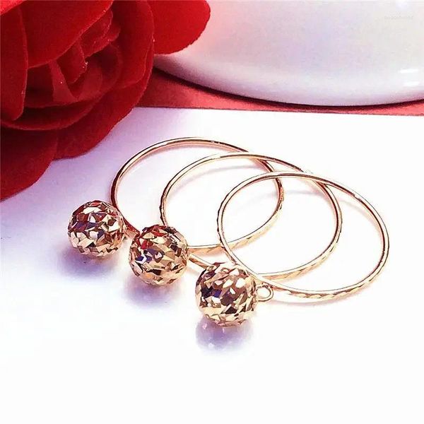 Anelli a grappolo 585 Purple Gold Plandate 14k Rose Round Bead Bene Fine per donne che aprono classico regalo di gioielli brillanti semplici