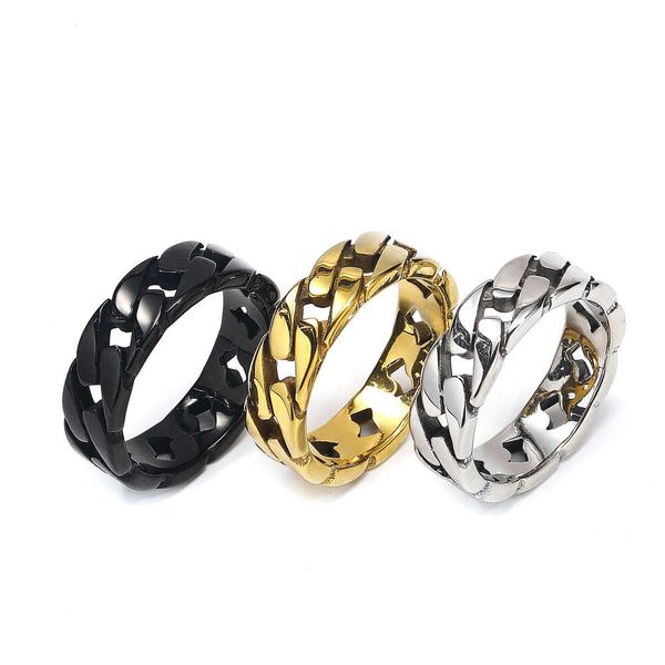 Haiteng Jewelry Titanium Steel Casting New Trend Ring Mens Menseanless Chain Factory