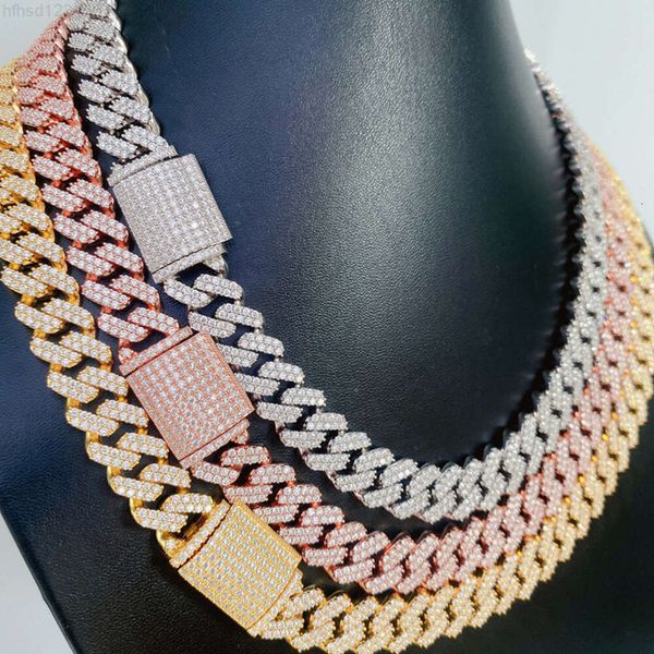 12,6 mm 18-24-Zoll goldplattiert S925 Sterling Silver Pass Test Moissanit Diamant Kubanische Kette Halskette 7-9-Zoll-Armband Links Schmuck für Männer Frauen Schönes Geschenk
