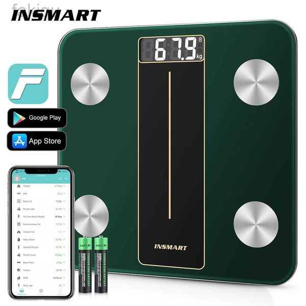 Scale di peso corporeo Insmart Smart Weigh Weight Scala del bagno Digitale Scala del bagno Composizione corporeo Bilancia del peso corporeo Bioimpedanza Scala del pavimento BMI 240419