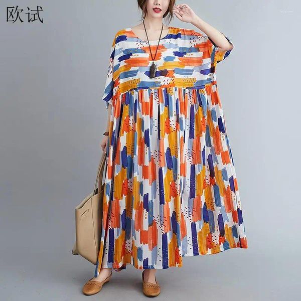 Abiti per feste oversize Summer Beach Boho Dress Ladies for Women 2024 Cotton Oversize Floral Long Sliet coreano