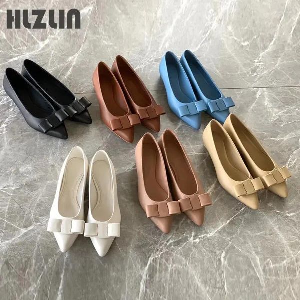 Scarpe eleganti dolci caramelle a colore arco puntato singolo wild casual di grandi dimensioni temperamento piatto da donna