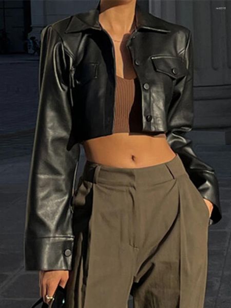 Giacche da donna femminile S Fungola in pelle finta abbottonatura motociclette motociclisti tascabile blazer leggero