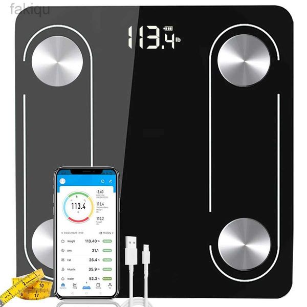 Escamas de peso corporal Escala de peso digital para banheiro gordeiro do corpo Bluetooth Smart Scales Scales sem fio Máquina de pesagem eletrônica sem fio USB 240419