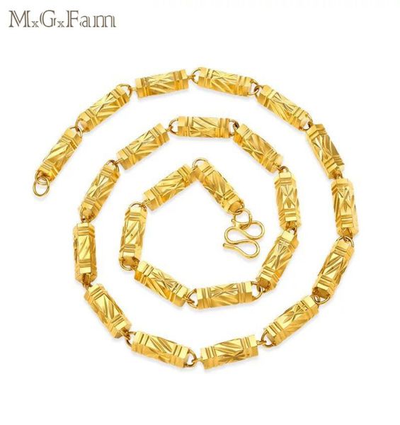 210N Mgfam 60cm6mm Pure Gold Color Seis ângulo Colares de corrente pesada jóias para homens chumbo e níquel 1513880