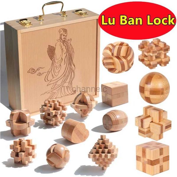 3D -Rätsel Neue hölzerne Kong Ming Lock lu Ban Ban Lock IQ Brain Teaser Pädagogikspielzeug Kinder Montessori 3D Rätsel Spiel Unlock Toys Kid Adult 240419