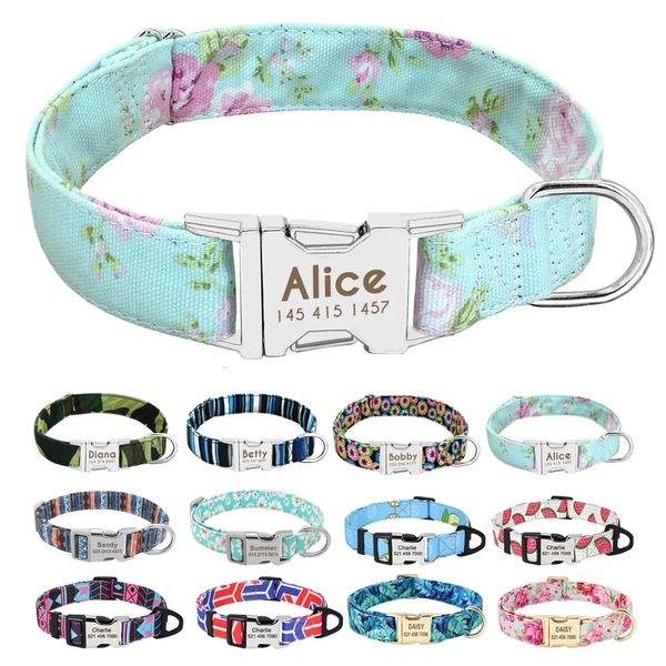 Accessori per cani personalizzati Collar Nylon Stampato PET ID cucciolo ID collari gratuiti per piccoli cani di grande mezzo 240419