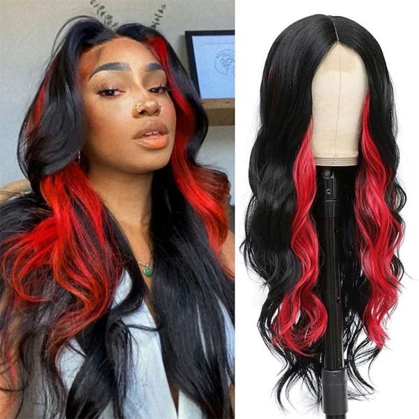 Wigs ricci umane femminili lunghi capelli ricci con colori alternati grandi riccioli ondulati gradiente parrucca sintetica cover alla testa piena lacewig