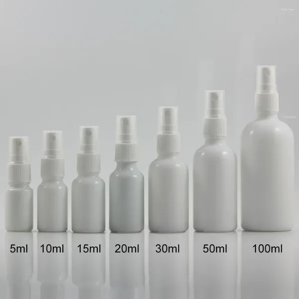 Depolama Şişeleri 30 PCS 30ml Beyaz Cam Plastik Atomizer Püskürtünle Doldurulabilir Parfüm Şişesi 1 Ons Sis Kap