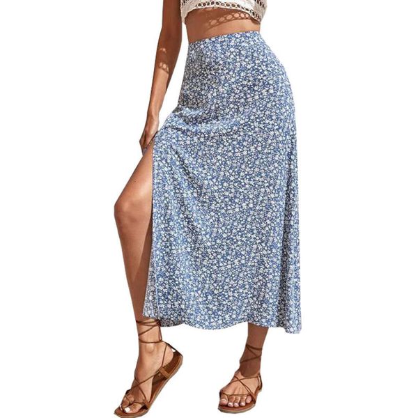 Summer Women 2024 New Floral Half Slip A-Line A-Line Long Skirt