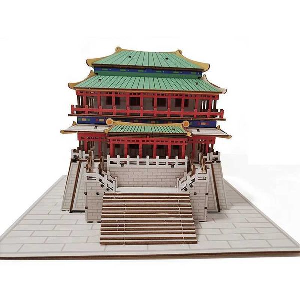 3D -Rätsel Chinesische Architektur Yueyang Tower Miniatur Bausteine Holzbaukits Modellierende Handwerk Ornament 3d Holzrätsel 240419