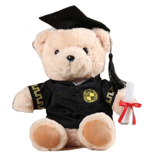 Doll de pelúcia de 25cm de 25cm com hat hat gradual urso de besteira recheada brinquedos de pelúcia Presente de graduação