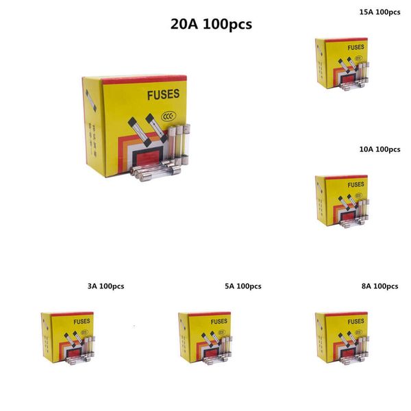 GPS GPS 100pcs/conjunto 5x20mm Kits de fusível de sopro rápido de 5x20mm, fusíveis de carro de vidro rápido 0,2a 0,5a 1a 2a 3a 5a 8a 10a 15a 20a GPS GPS