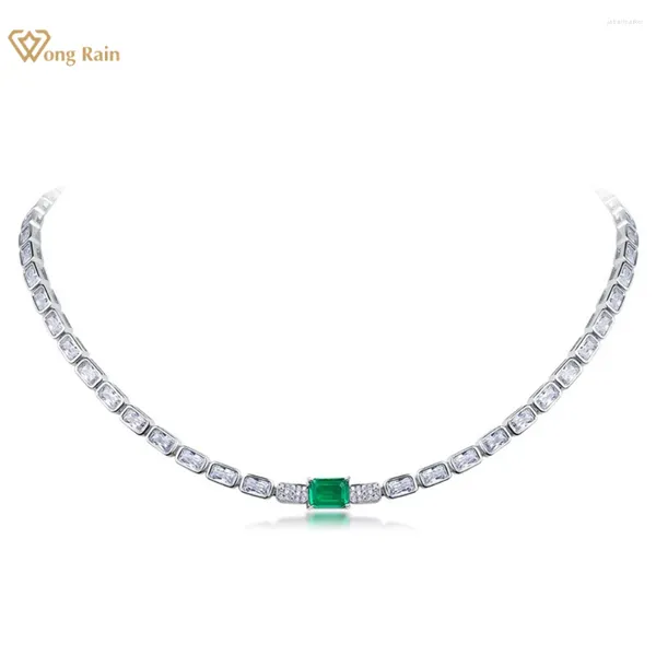 Ketten Wong Regen elegant 925 Sterling Silber Emerald Ruby Sapphire High Carbon Diamant Edelstein Halskette Fein Schmuck Jubiläum Geschenke