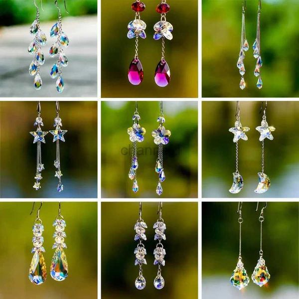 Outros 2023 New Fashion Long Tassel Ab Crystal Brincos pendurados para mulheres Temperamento ELEGANTEN ENGIGATE Party Jewelry Gifts 240419