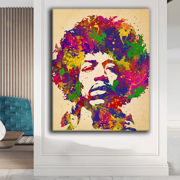 Experiência psicodélica Arte de parede Jimi Hendrix Poster Music Star Canvas Printuras Impressões de parede colorida de arte de parede para decoração do quarto da sala de estar decoração
