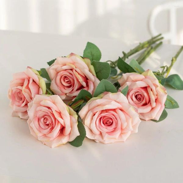 Flores decorativas 1pcs Big Rose Artificial Rose para Casamento Decoração de Casa Insurações de Pógrafia Arranjo de queda Fake Plant Autumn Ofningemen