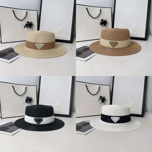 Triangle Straw invertito per donna Designer Cappelli da spiaggia Erba estiva Traccia Afferata Cappello a secchio aderente Bob Vacate Sunhats