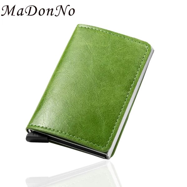 Brieftaschen Hochwertiger RFID -Kartenhalter Männer Brieftaschen Grüne Geldbeutel Slim Dünn Mini Magnet Wallet Metal Smart Wallet für Männer Carteirea
