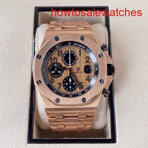 WOMENS AP Orologio da polso Orologio Royal Oak Offshore Serie d'oro da 42 mm di diametro da 42 mm di diametro 18k oro rosa maschile orologio da uomo orologio 26470or.oo.1000or.01