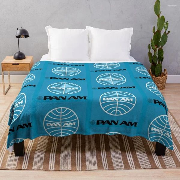 Cobertores Pan Am Retro Style Throw Blanket Soft Plaid Bed Linens