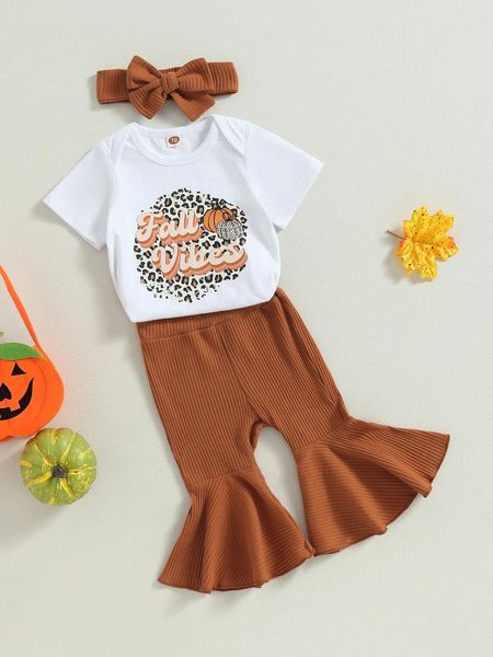 Giyim Setleri 2 PCS Cadılar Bayramı Kostüm Yürümeye Başlayan Bebek Bebek Uzun Kollu Tulum Şapkası Set Kabak Baskı Sonbahar Kıyafet Giysileri