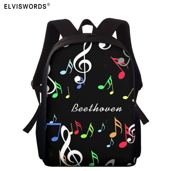 Сумки Elviswords Женские школьные сумки музыкальные ноты напечатано школьное рюкзак для мальчиков девочка музыкальные сумки детские школьные сумки мочила эскалар