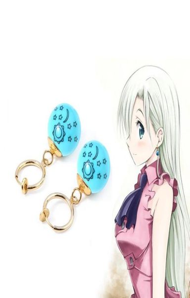 Dangle Kronleuchter Anime Die sieben tödlichen Sünden Ohrringe Elizabeth Liones Blue Sun Stars Moon für Frauen Ohr Clip Anhänger Schmuck 7921642