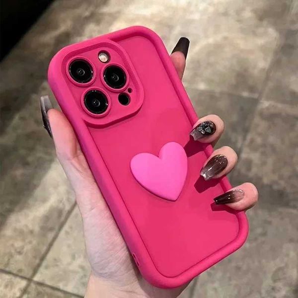 Case di telefonia cellulare INS coreano carino 3d love silicone caramy telefono iPhone 15 13 12 11 14 pro max xr 8 plus+cover posteriore shockproof j240418