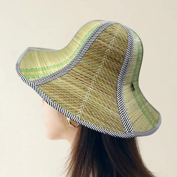 Cappelli larghi cappelli da pesca a piegatura della protezione solare che corse una goccia di paglia unisex per il sole maschile di pescatori all'aperto