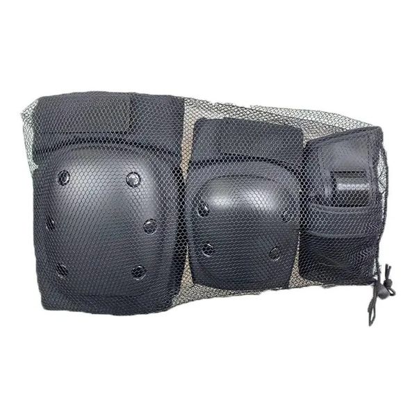 Set da 6 pezzi/kit in velcro nero skateboard rullo di pattinaggio di pattinaggio per pattinaggio del gomito guardia da polso da polso da polso in bicicletta per la guardia del ginocchio