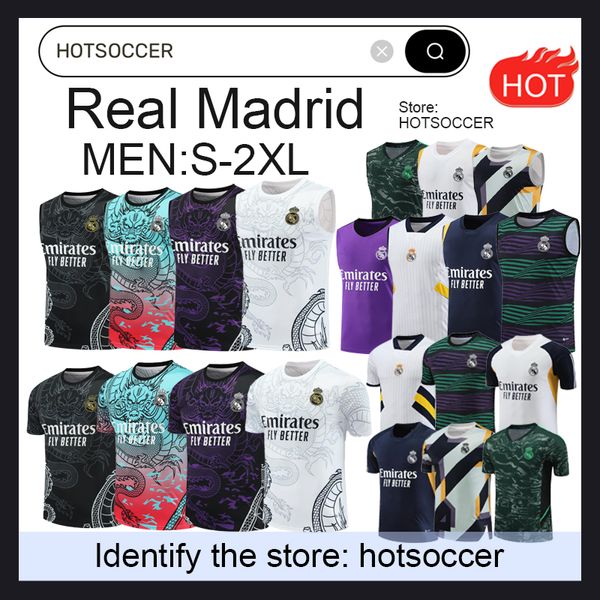 Real Madrid Tracksuit Vest Men Kit Dragon Bellingham Vini JR Soccer Trikots Mbappe Tchouameni Fußballhemd Real Madrids Camavinga Rodrygo Modric