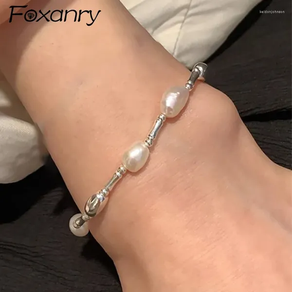 Link braccialetti d'argento Bracciale di perle geometriche irregolari per donne alla moda coreana Elegante gioielli di fidanzamento creativo
