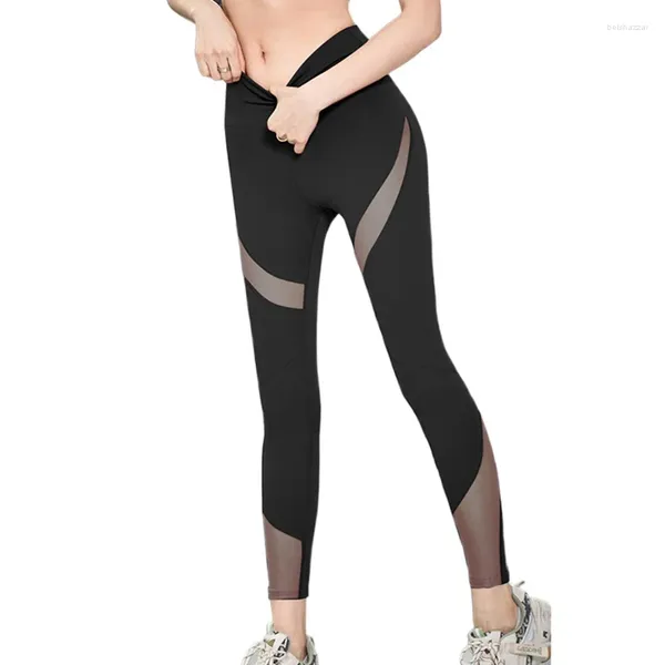 Leggings da donna patchwork mesh pantalone sexy donna jeggings femminile elastico fitness ad alta vita comodo e traspirante