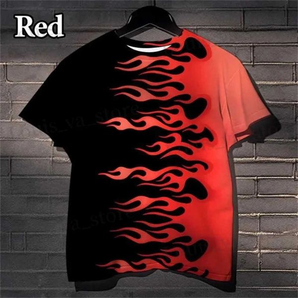 Herren T-Shirts Flame 3D Printing Casual Cool Fashion T-Shirt Hip-Hop Fun Black T-Shirts Mode Sommer Outdoor Schnelltrockne Atmungsaktives TS T240419