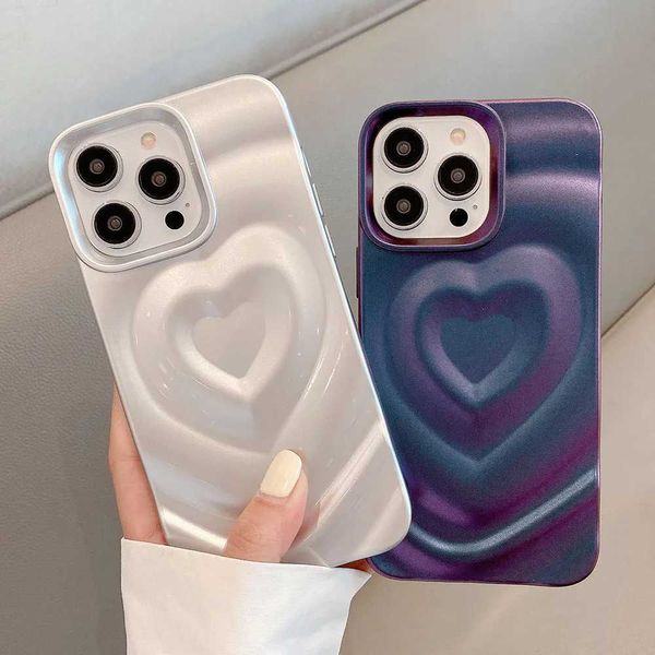 Case di telefoni cellulari Wave Heart Case per iPhone 15 13 14 12 Pro Max 11 Telefono con copertina posteriore a bumper morbido.