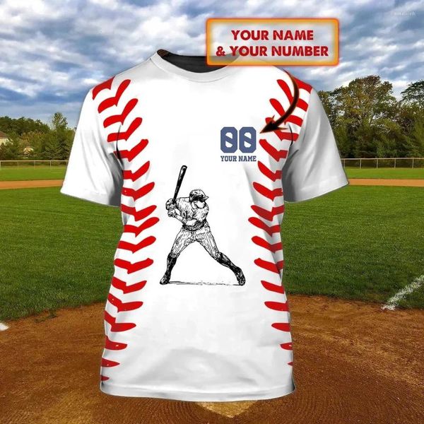 T-shirt per magliette da uomo divertente baseball 3D stampato per uomini top sport all'aperto hip hop harajuku tee personalizzabile di moda oversize