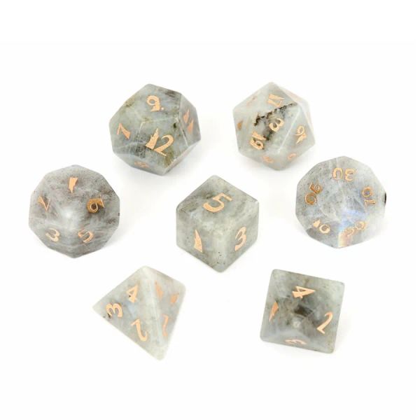 Gemstones natürliche Labradorit Polyedrale Loose Gemstones Dice 7pcs Set Dungeons Drachen Steinwürfel Set Dnd RPG Games Ornamente Spot Waren Waren