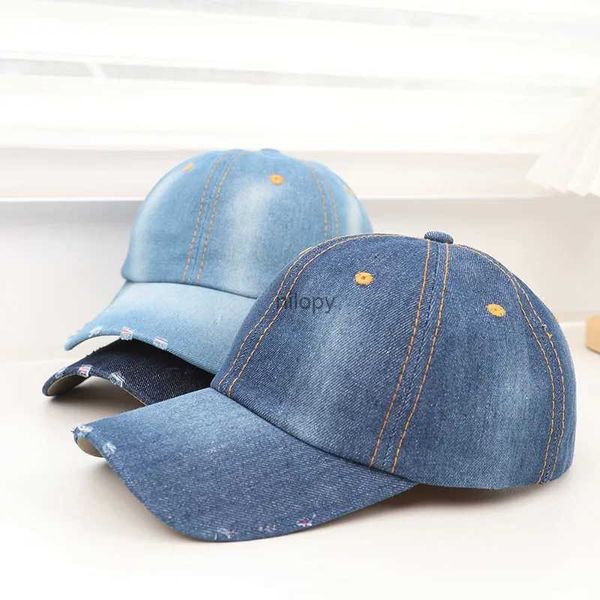 Ball Caps Nuovo cappellino da baseball in jeans hip hop per donne uomini a colore solido Visor Visor Hat Sunisex All-Match Papà Caps Streetwear
