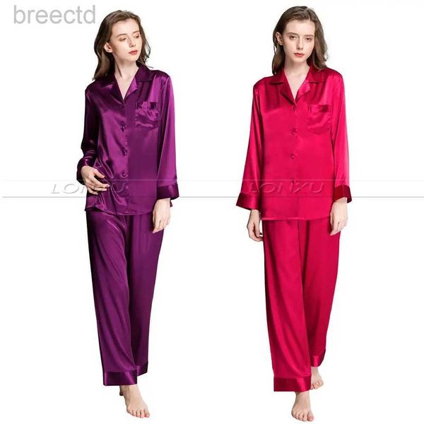 Женский сон снов женский шелк Silk Satin Pajamas Set Pajama Pajamas Set PJS Sleepwear Loungewear SMLXL2XL3XL Plus Size D240419