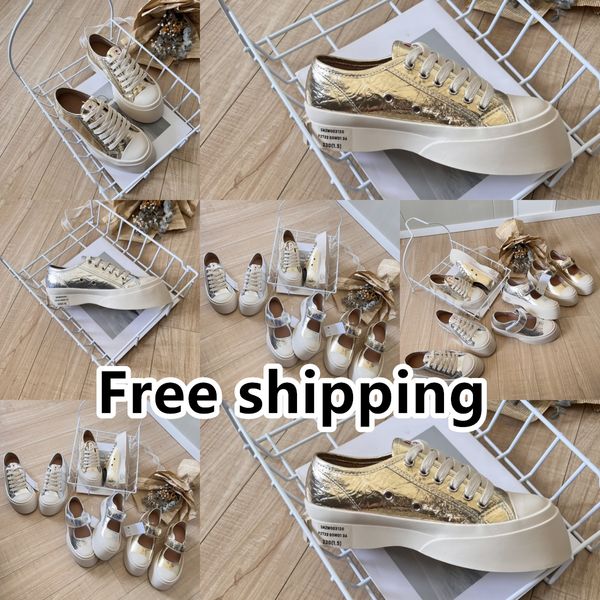 2024 Sapatos casuais Designer Sapatos Plataforma feminina Treinadores vintage tênis Gold Silver Lace Up Velcro Tamanho 36-40 Classic Gai Golen White