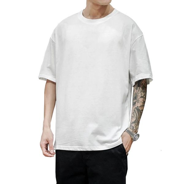 Sommer Fashion Mens T Shirt Casual Solid Short Sleee Classical Basic Tee Men 100 Baumwolle losen HipHop Top Tees 5xl 240417
