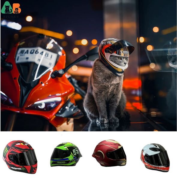 ATUBAN Small PET MOTORCYCLE CATTO CATTO CUPPY MINI MINI Helmetl Face Helmet Testa da esterno Outdoor Protection Hard Hat 240418